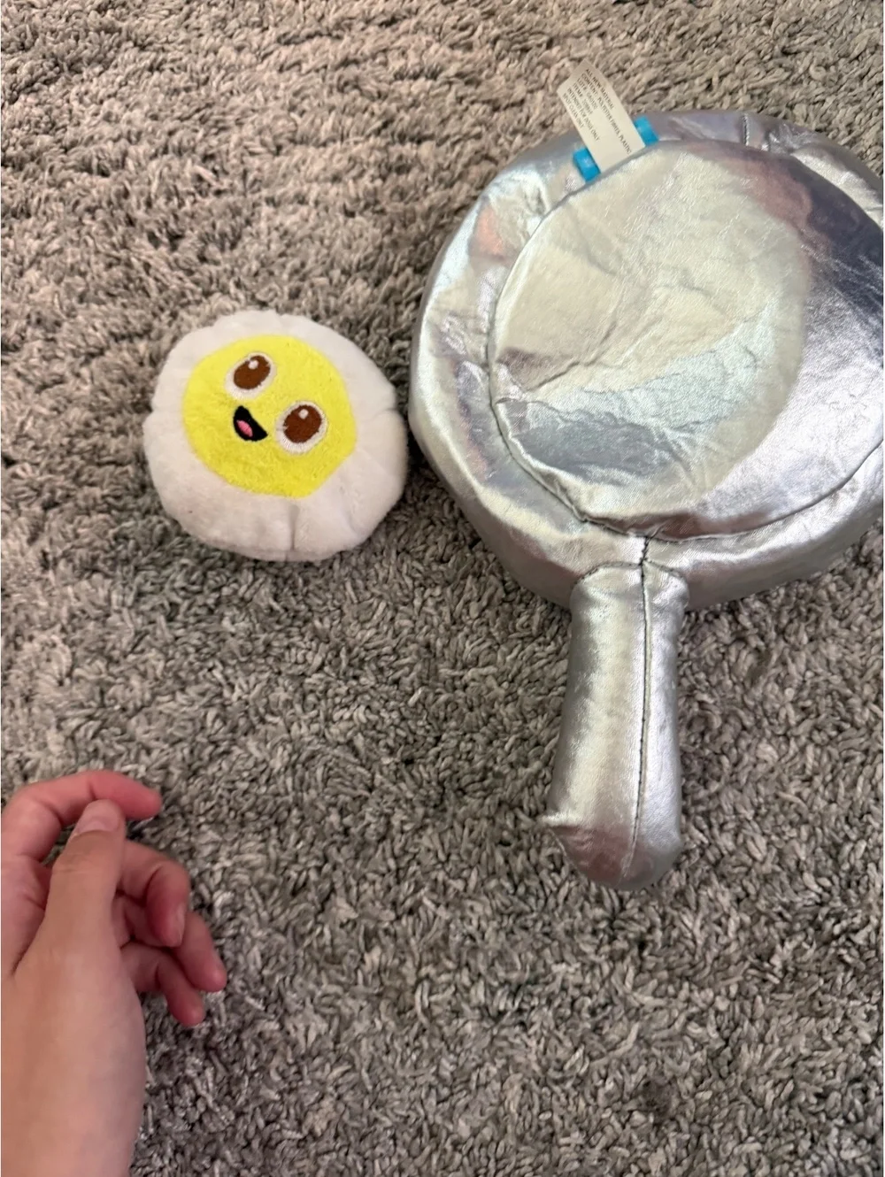 BARK Plush Dog Toy Set - Silver Frying Pan with Bacon and Sunny Side Up Egg S/M